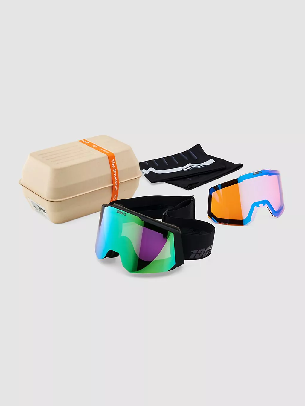 100Percent Snowcraft Hiper Black/Green Goggle mirror green lens – Bild 2